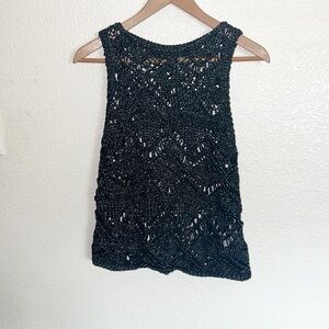 Express Y2K Black Crochet Tank Top Vest Top